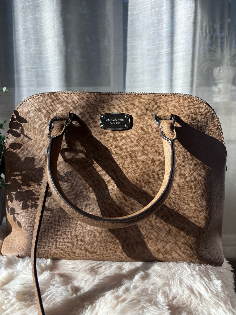 Michael Kors Brown Saffiano Dome Satchel